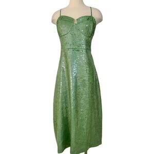 anthropologie green sequin dress By Anthropologie Sequin Drape-Back Mini Dress